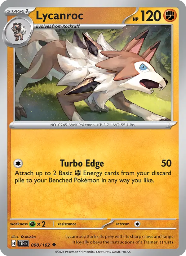 Lycanroc Uncommon Pokemon card #090 from Temporal Forces