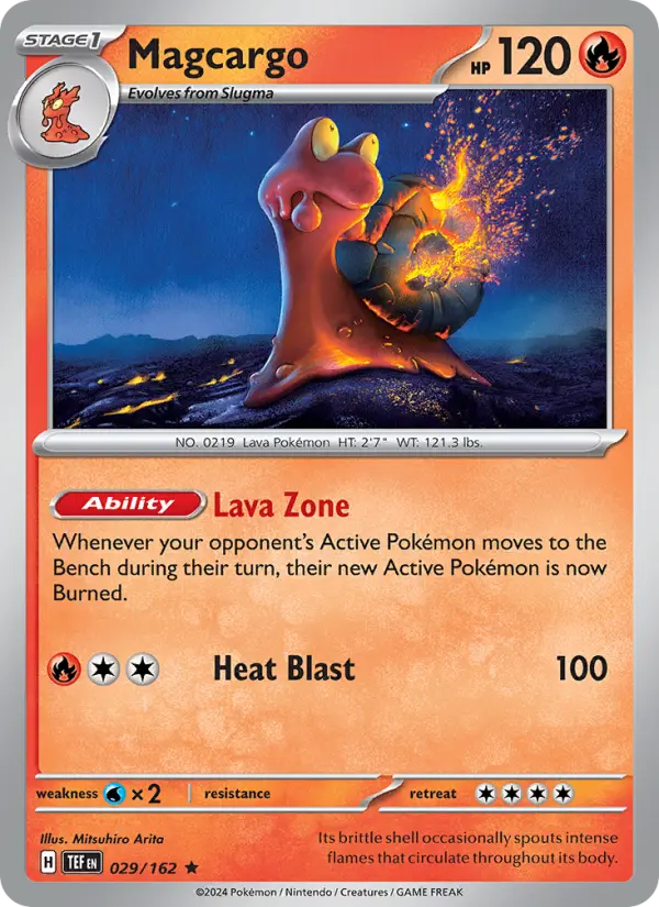 Magcargo Rare Pokemon card #029 from Temporal Forces
