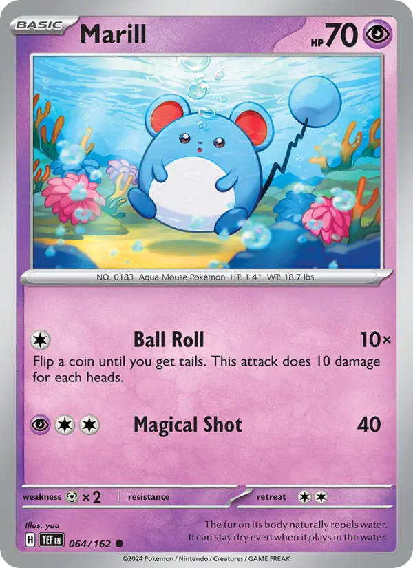 Marill Common Pokemon card #064 from Temporal Forces