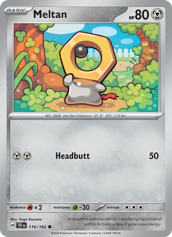 Meltan Common Pokemon card #116 from Temporal Forces