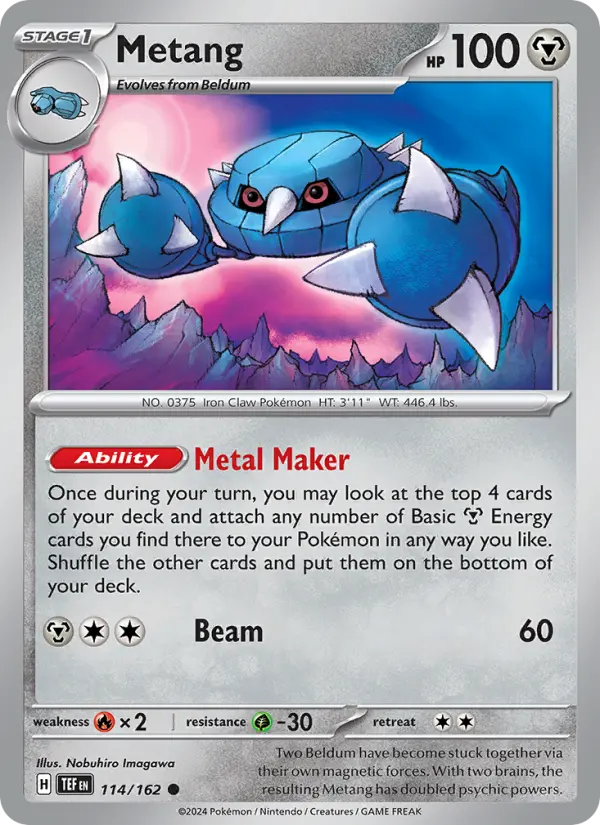 Metang Common Pokemon card #114 from Temporal Forces