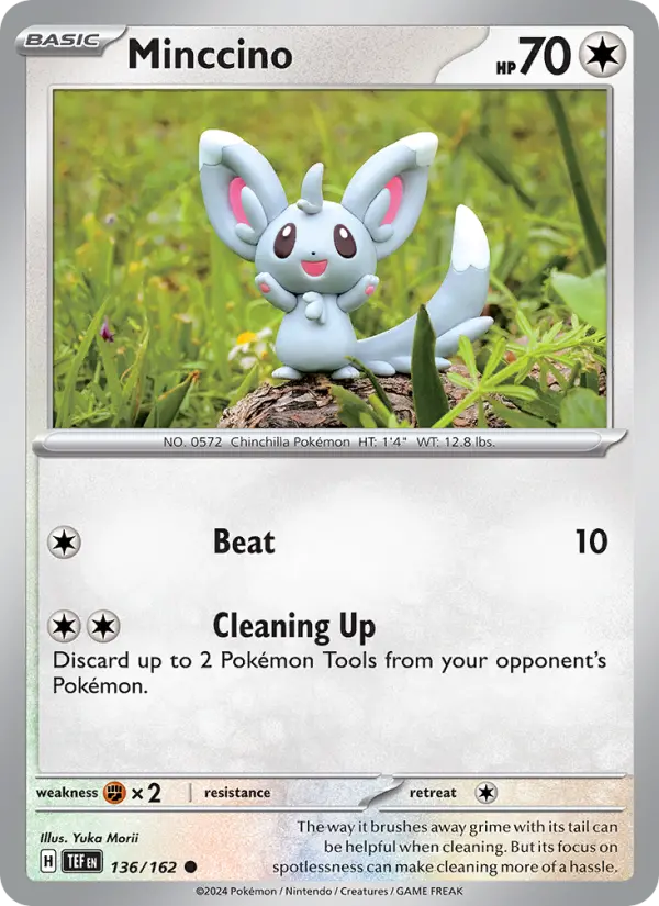 Minccino Common Pokemon card #136 from Temporal Forces