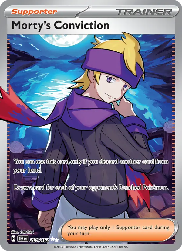 Morty's Conviction Ultra Rare Pokemon card #201 from Temporal Forces