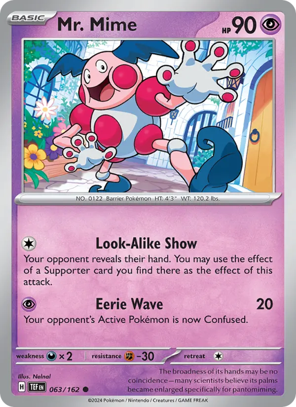 Mr. Mime Common Pokemon card #063 from Temporal Forces