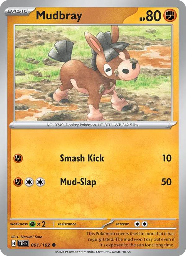Mudbray Common Pokemon card #091 from Temporal Forces