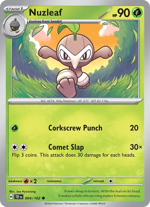 Nuzleaf Common Pokemon card #004 from Temporal Forces