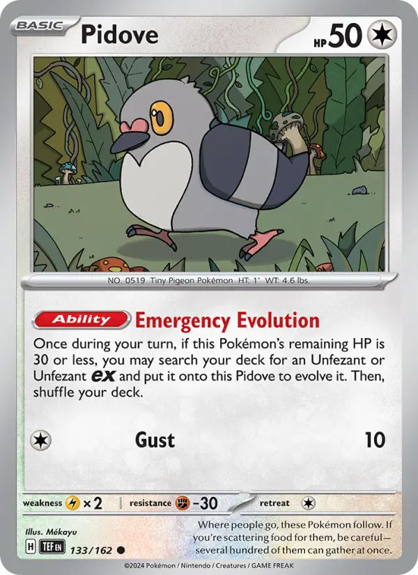 Pidove Common Pokemon card #133 from Temporal Forces