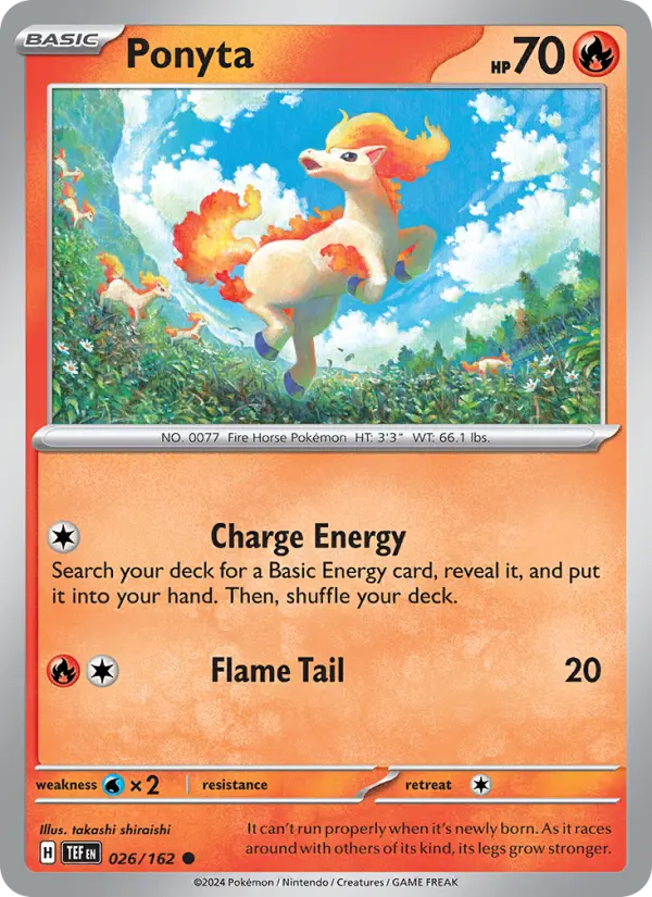 Ponyta Common Pokemon card #026 from Temporal Forces