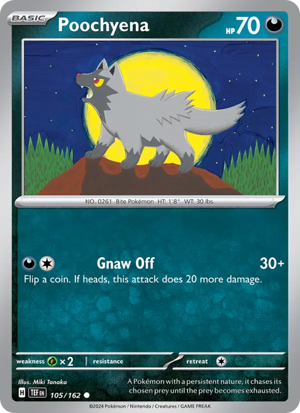 Poochyena Common Pokemon card #105 from Temporal Forces
