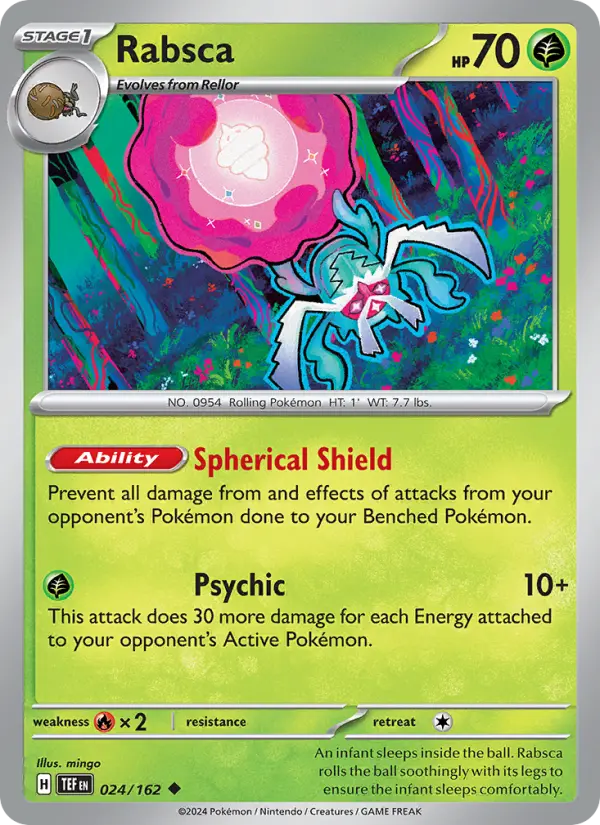 Rabsca Uncommon Pokemon card #024 from Temporal Forces