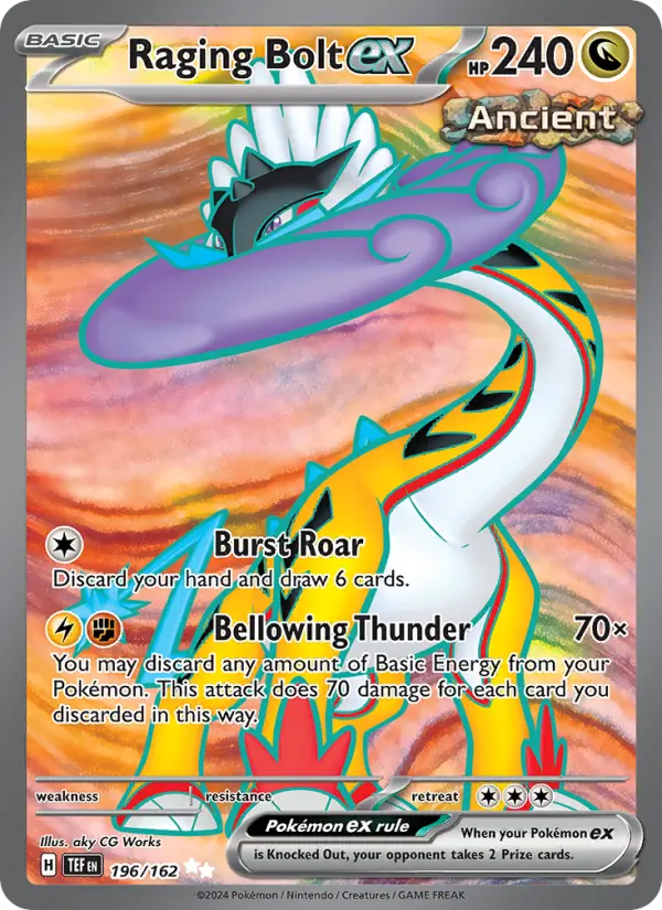 Raging Bolt ex Ultra Rare Pokemon card #196 from Temporal Forces
