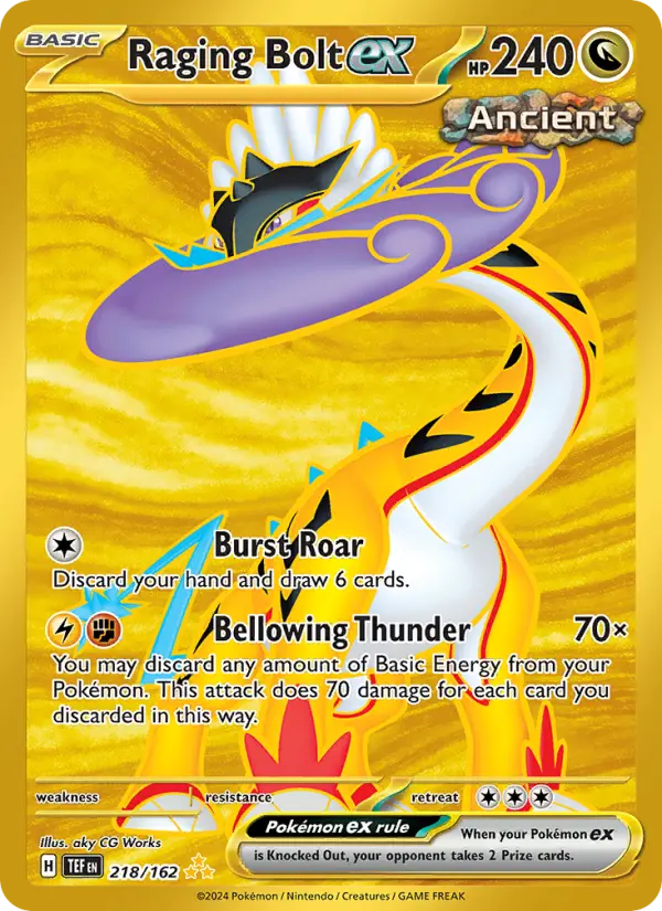 Raging Bolt ex Hyper rare Pokemon card #218 from Temporal Forces