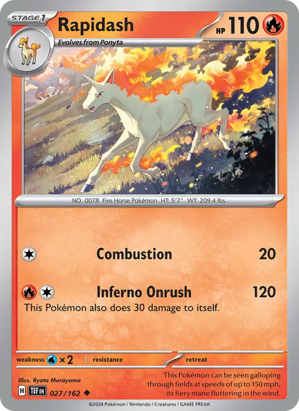 Rapidash Uncommon Pokemon card #027 from Temporal Forces