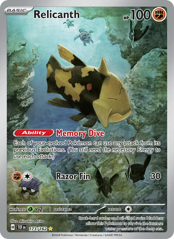 Relicanth Illustration rare Pokemon card #173 from Temporal Forces