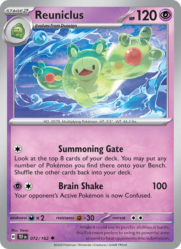 Reuniclus Uncommon Pokemon card #072 from Temporal Forces