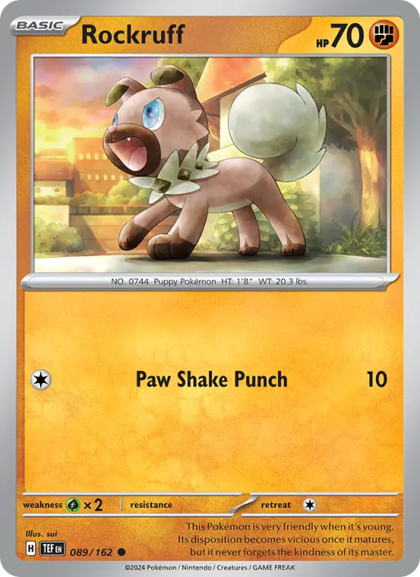 Rockruff Common Pokemon card #089 from Temporal Forces