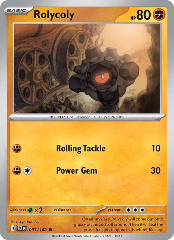 Rolycoly Common Pokemon card #093 from Temporal Forces