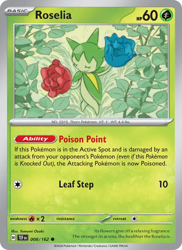 Roselia Common Pokemon card #008 from Temporal Forces