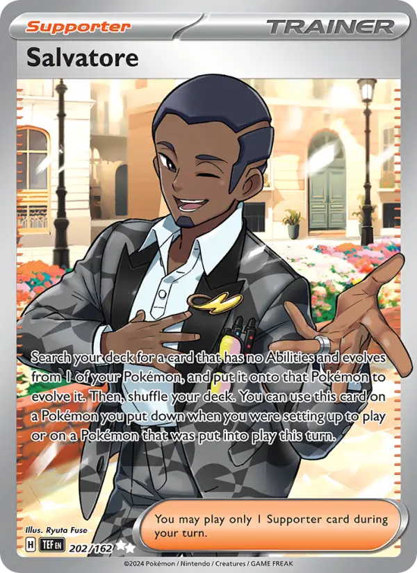 Salvatore Ultra Rare Pokemon card #202 from Temporal Forces