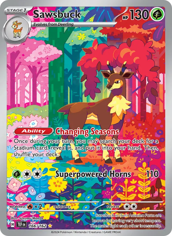 Sawsbuck Illustration rare Pokemon card #166 from Temporal Forces