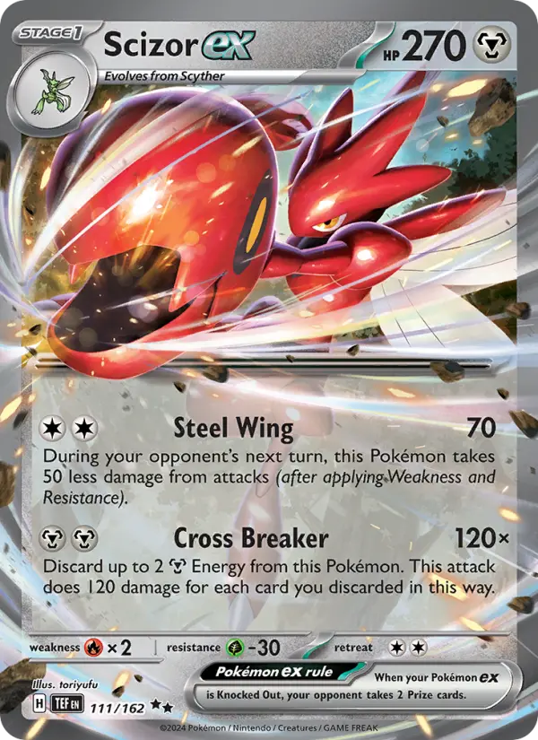 Scizor ex Double rare Pokemon card #111 from Temporal Forces