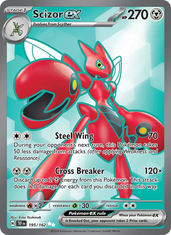 Scizor ex Ultra Rare Pokemon card #195 from Temporal Forces