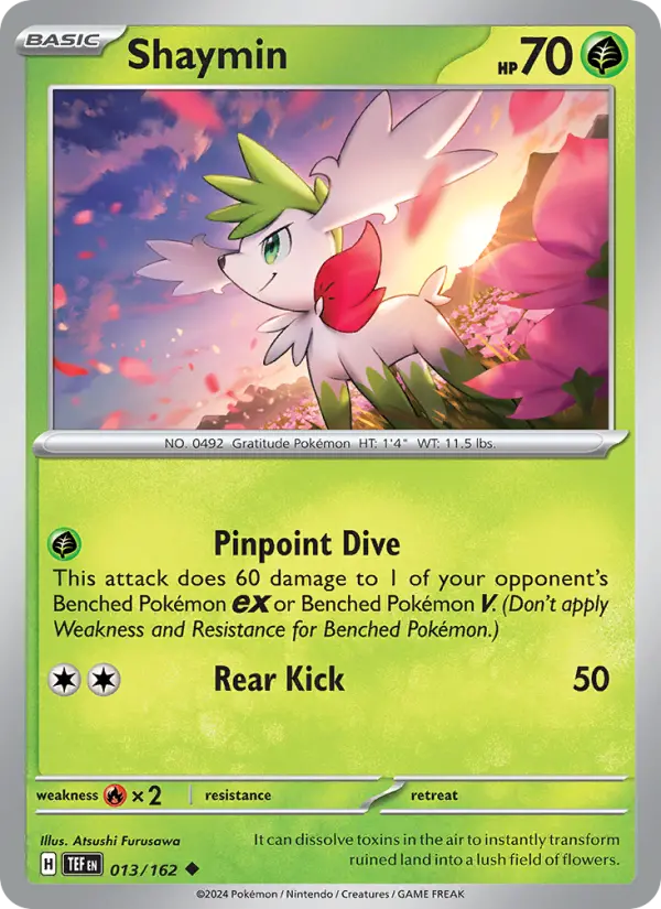 Shaymin Uncommon Pokemon card #013 from Temporal Forces