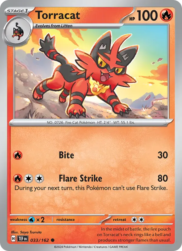 Torracat Common Pokemon card #033 from Temporal Forces