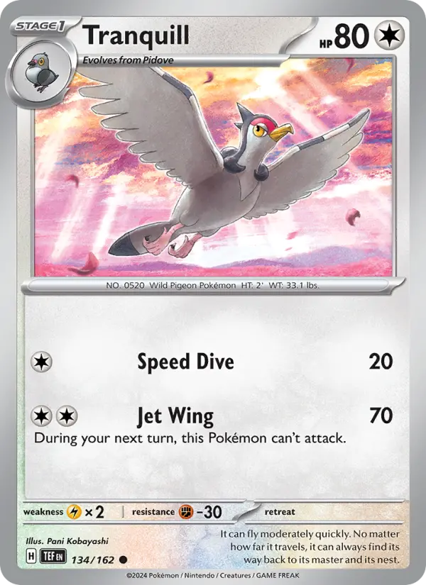 Tranquill Common Pokemon card #134 from Temporal Forces