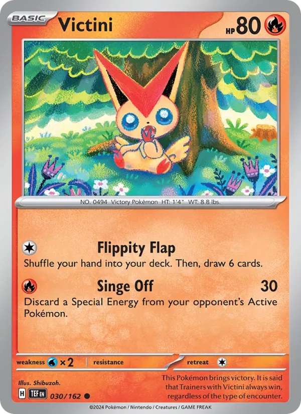 Victini Common Pokemon card #030 from Temporal Forces