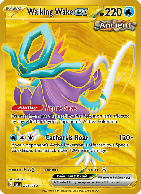 Walking Wake ex Hyper rare Pokemon card #215 from Temporal Forces