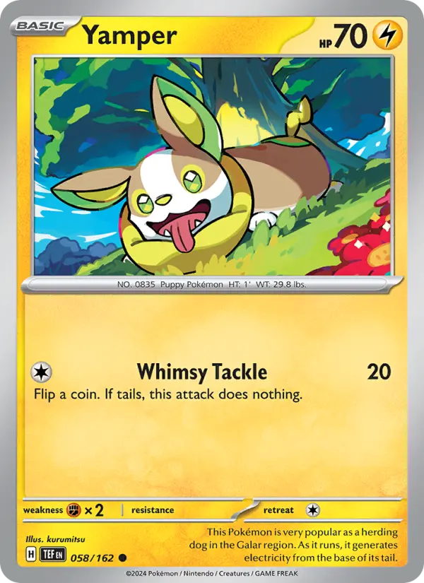 Yamper Common Pokemon card #058 from Temporal Forces