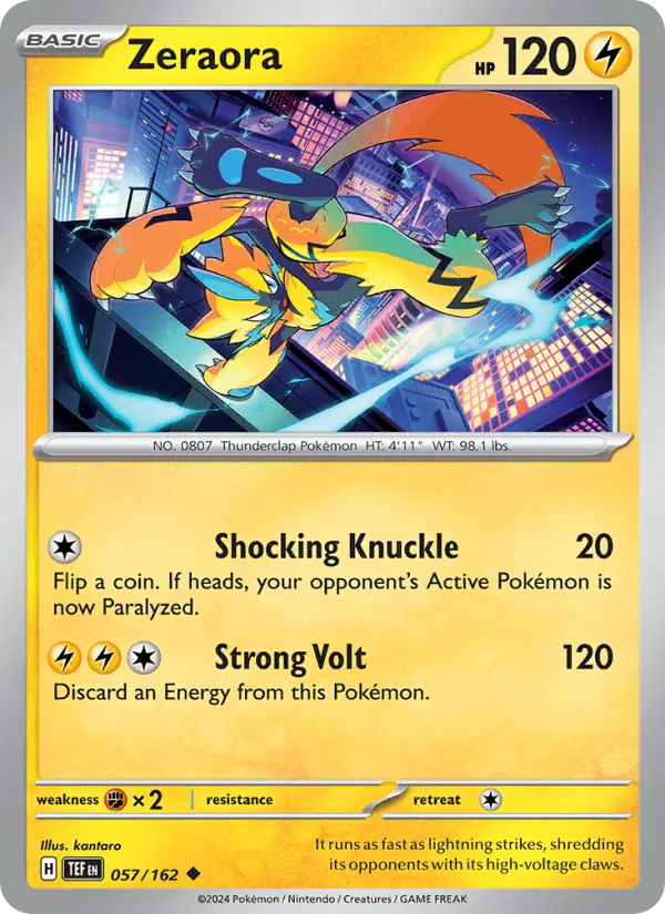 Zeraora Uncommon Pokemon card #057 from Temporal Forces