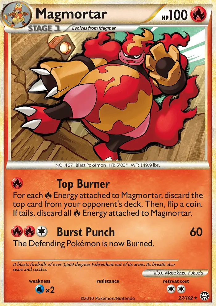 Magmortar Rare Pokemon card #27 from Triumphant