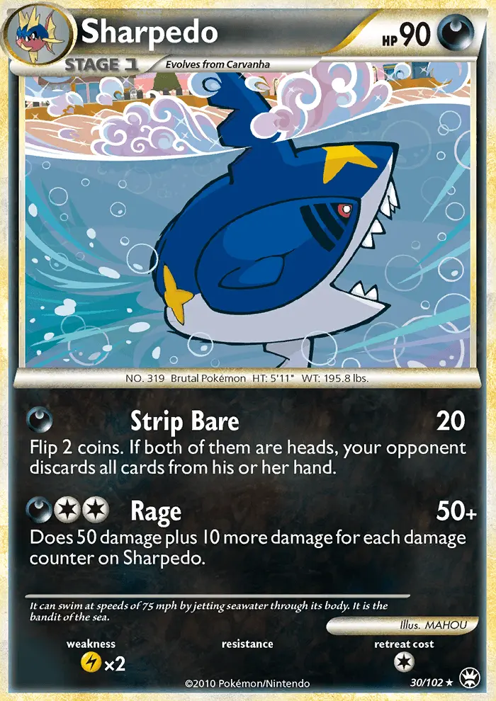 Sharpedo Rare Pokemon card #30 from Triumphant