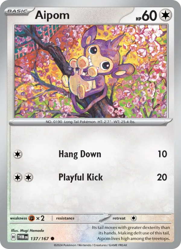 Aipom Common Pokemon card #137 from Twilight Masquerade
