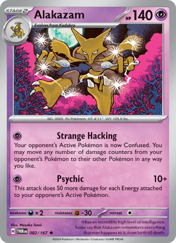 Alakazam Rare Pokemon card #082 from Twilight Masquerade