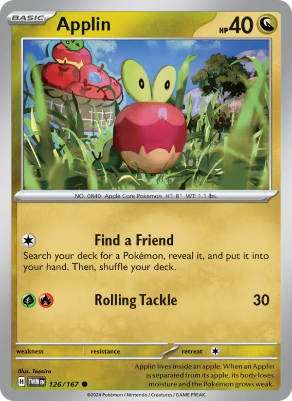 Applin Common Pokemon card #126 from Twilight Masquerade