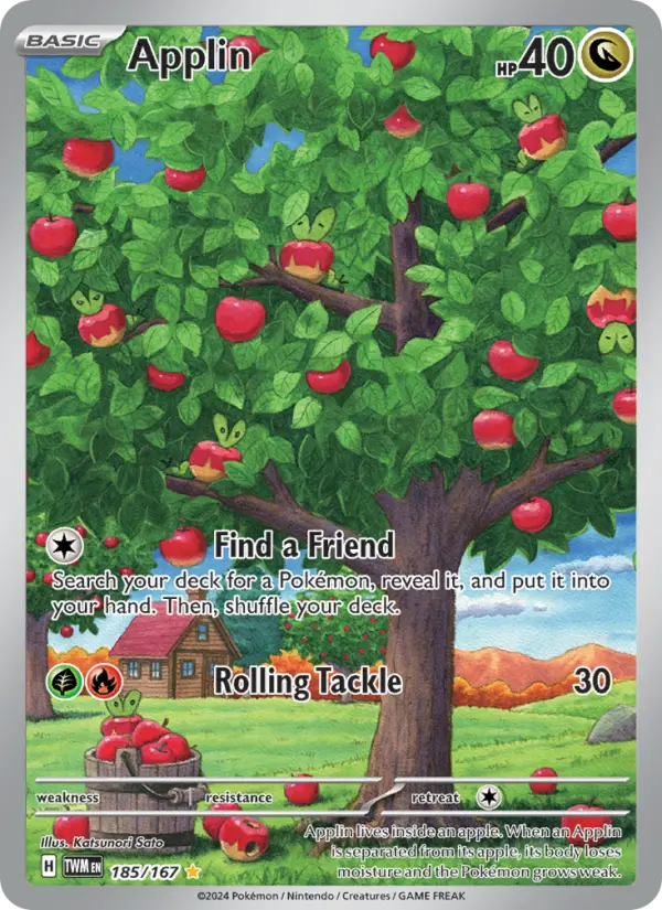 Applin Illustration rare Pokemon card #185 from Twilight Masquerade