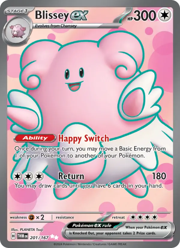 Blissey ex Ultra Rare Pokemon card #201 from Twilight Masquerade