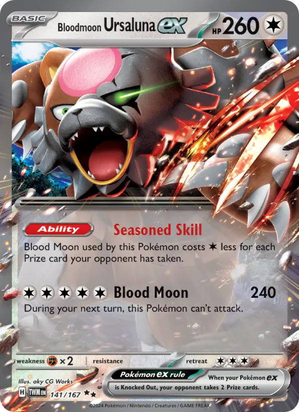 Bloodmoon Ursaluna ex Double rare Pokemon card #141 from Twilight Masquerade