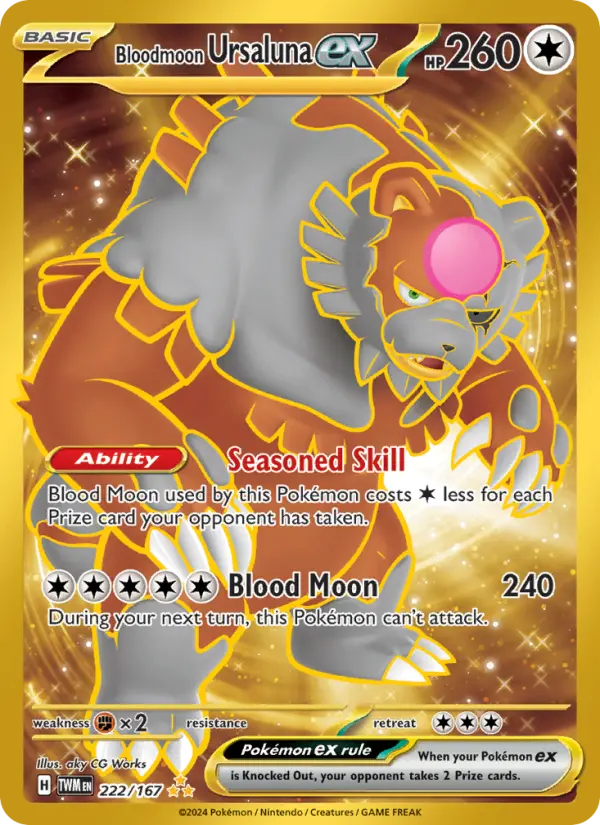 Bloodmoon Ursaluna ex Hyper rare Pokemon card #222 from Twilight Masquerade