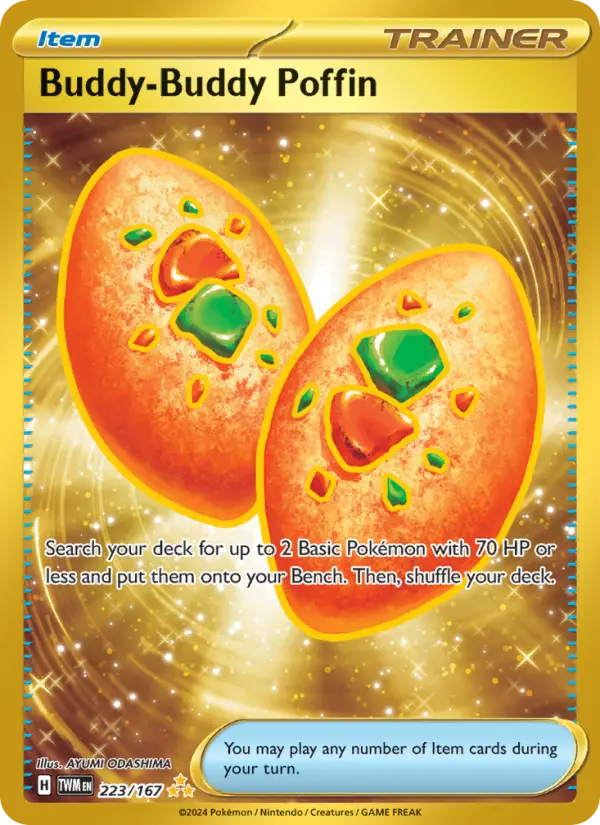 Buddy-Buddy Poffin Hyper rare Pokemon card #223 from Twilight Masquerade