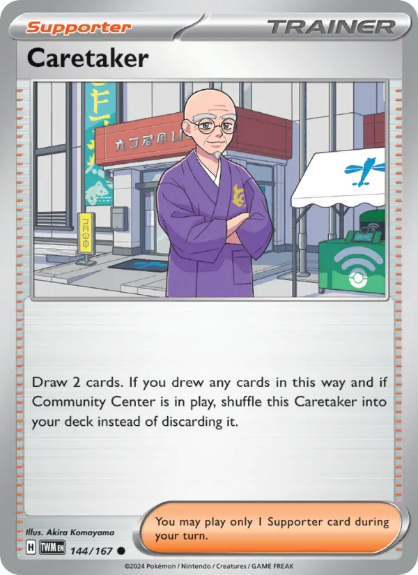 Caretaker Common Pokemon card #144 from Twilight Masquerade