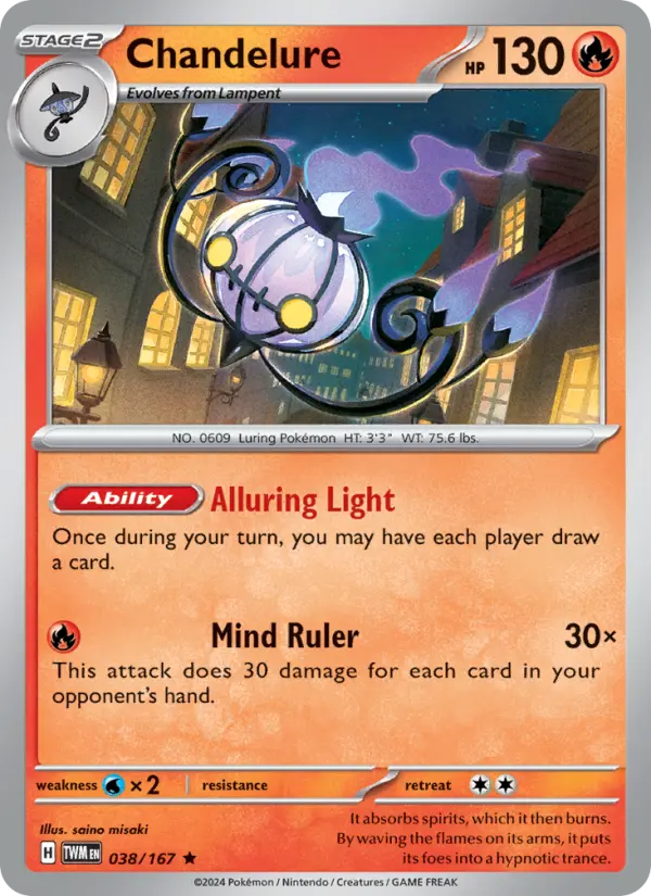 Chandelure Rare Pokemon card #038 from Twilight Masquerade