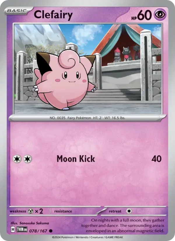 Clefairy Common Pokemon card #078 from Twilight Masquerade