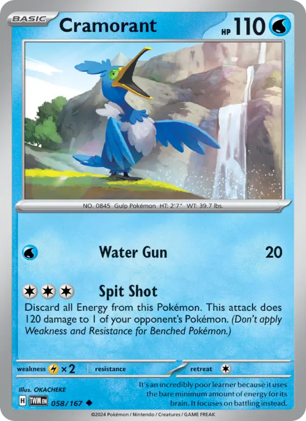 Cramorant Uncommon Pokemon card #058 from Twilight Masquerade