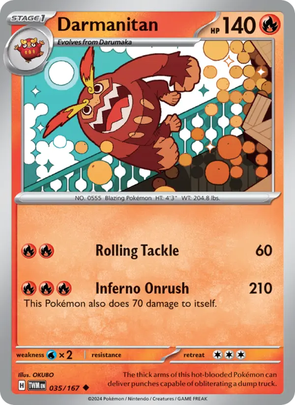 Darmanitan Uncommon Pokemon card #035 from Twilight Masquerade