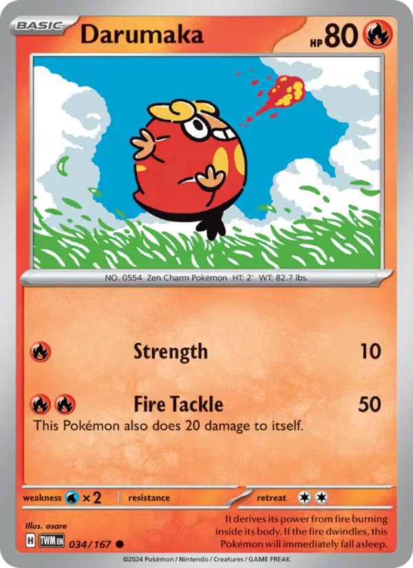 Darumaka Common Pokemon card #034 from Twilight Masquerade