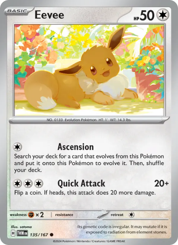 Eevee Common Pokemon card #135 from Twilight Masquerade